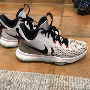 Nike LeBron Chosen 1: White and Black Sneakers with Red Accents